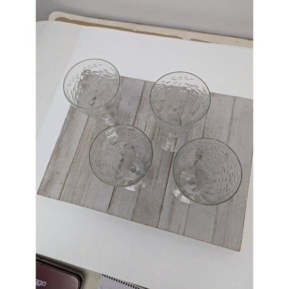 Set Of 4 Vintage Flower Etched Large Crystal Iced Tea Glass 6 1/4” Clear * - Picture 6 of 9